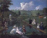 Edward Haytley, The Brockman Family and Friends at Beachborough Manor the Temple Pond looking towards the Rotunda
